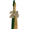 Hunter Green/Antique Gold Graduation Tassel with Gold Bling Charm by Wholesale Grad Supply