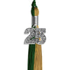 Hunter Green/Antique Gold Graduation Tassel with Silver Bling Charm by Wholesale Grad Supply