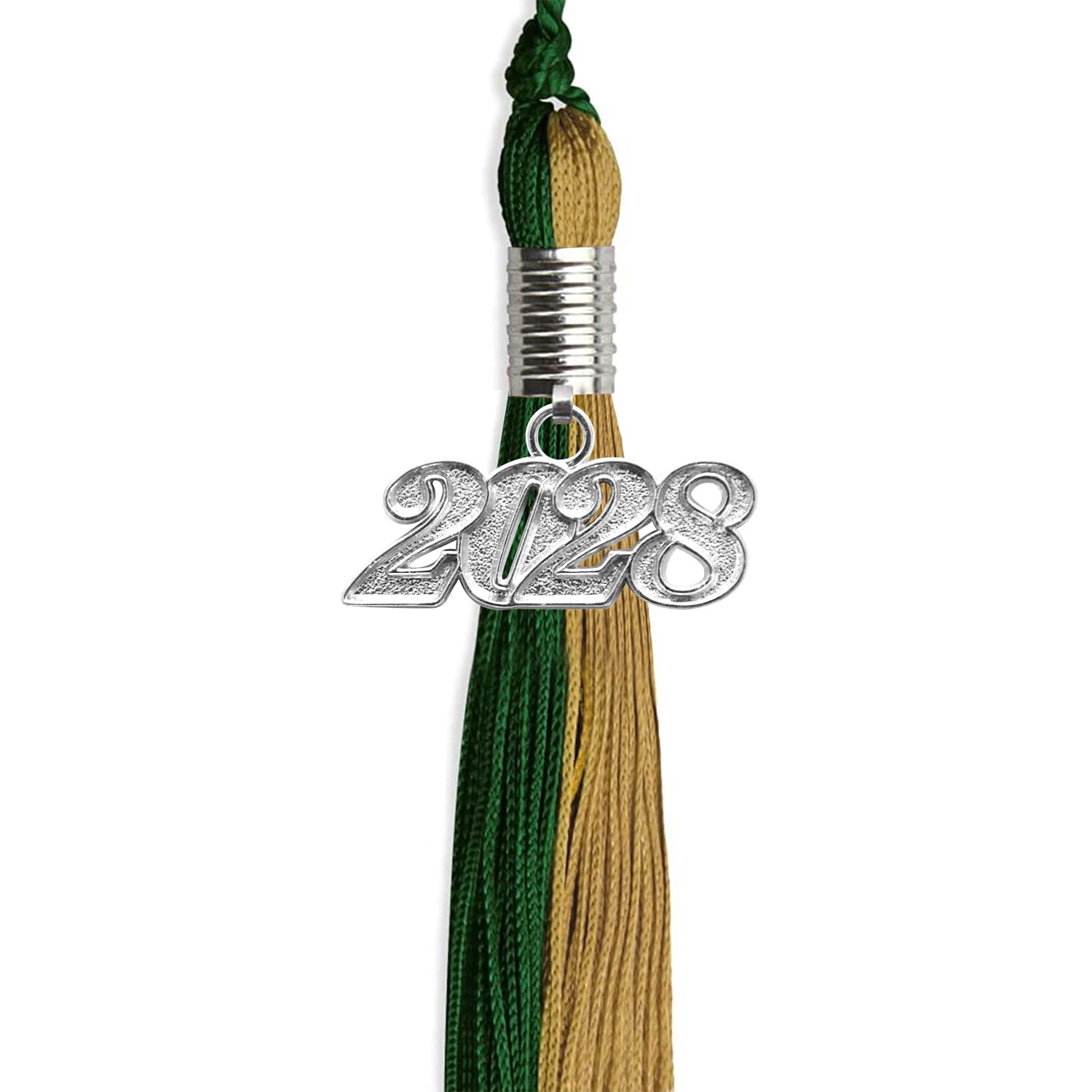 Hunter Green/Antique Gold Graduation Tassel with Silver Bling Charm by Wholesale Grad Supply
