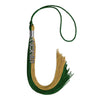 Hunter Green/Antique Gold Graduation Tassel with Silver Stacked Date Drop by Wholesale Grad Supply