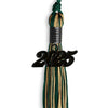 Hunter Green/Antique Gold Mixed Color Graduation Tassel with Black Bling Charm by Wholesale Grad Supply