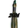 Hunter Green/Antique Gold Mixed Color Graduation Tassel with Black Bling Charm by Wholesale Grad Supply