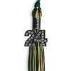 Hunter Green/Antique Gold Mixed Color Graduation Tassel with Black Bling Charm by Wholesale Grad Supply