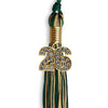Hunter Green/Antique Gold Mixed Color Graduation Tassel with Gold Bling Charm by Wholesale Grad Supply