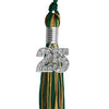 Hunter Green/Antique Gold Mixed Color Graduation Tassel with Silver Bling Charm by Wholesale Grad Supply