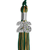 Hunter Green/Antique Gold Mixed Color Graduation Tassel with Silver Bling Charm by Wholesale Grad Supply