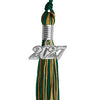 Hunter Green/Antique Gold Mixed Color Graduation Tassel with Silver Bling Charm by Wholesale Grad Supply