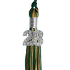Hunter Green/Antique Gold Mixed Color Graduation Tassel with Silver Bling Charm by Wholesale Grad Supply