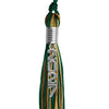 Hunter Green/Antique Gold Mixed Color Graduation Tassel with Stacked Silver Date Drop by Wholesale Grad Supply