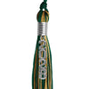 Hunter Green/Antique Gold Mixed Color Graduation Tassel with Stacked Silver Date Drop by Wholesale Grad Supply