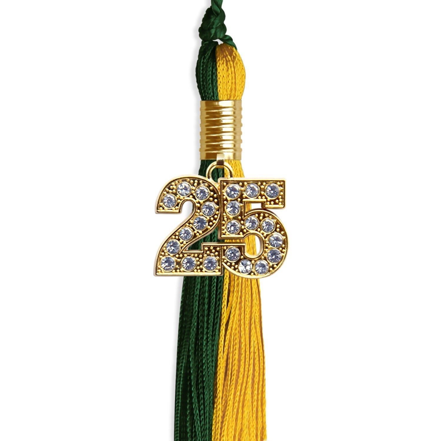 Hunter Green/Gold Graduation Tassel with Gold Bling Charm by Wholesale Grad Supply