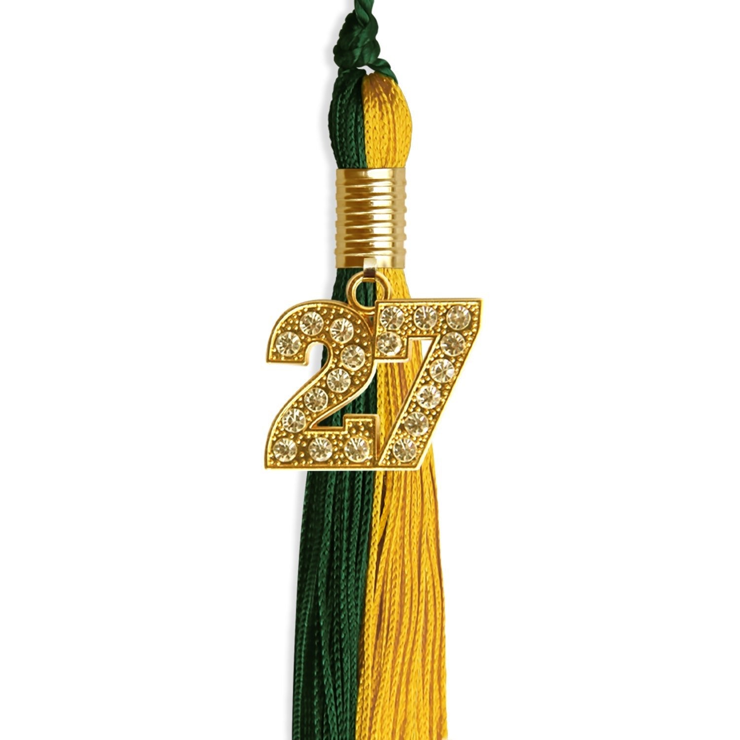 Hunter Green/Gold Graduation Tassel with Gold Bling Charm by Wholesale Grad Supply