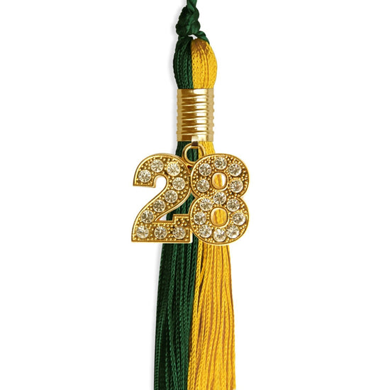 Hunter Green/Gold Graduation Tassel with Gold Bling Charm by Wholesale Grad Supply