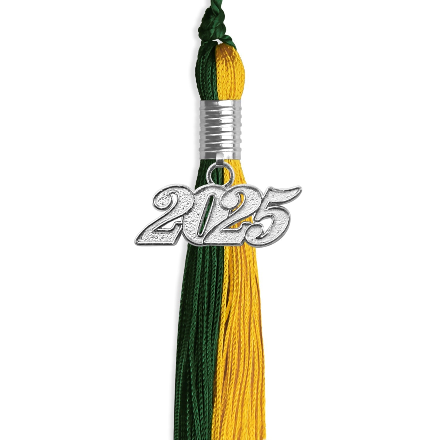 Hunter Green/Gold Graduation Tassel with Silver Bling Charm by Wholesale Grad Supply