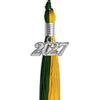 Hunter Green/Gold Graduation Tassel with Silver Bling Charm by Wholesale Grad Supply