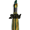 Hunter Green/Gold Mixed Color Graduation Tassel with Black Bling Charm by Wholesale Grad Supply