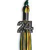 Hunter Green/Gold Mixed Color Graduation Tassel with Black Bling Charm by Wholesale Grad Supply