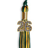 Hunter Green/Gold Mixed Color Graduation Tassel with Gold Bling Charm by Wholesale Grad Supply