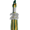 Hunter Green/Gold Mixed Color Graduation Tassel with Silver Bling Charm by Wholesale Grad Supply