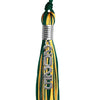 Hunter Green/Gold Mixed Color Graduation Tassel with Stacked Silver Date Drop by Wholesale Grad Supply