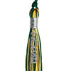 Hunter Green/Gold Mixed Color Graduation Tassel with Stacked Silver Date Drop by Wholesale Grad Supply