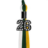 Hunter Green/Gold/White Graduation Tassel with Black Bling Charm by Wholesale Grad Supply