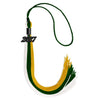 Hunter Green/Gold/White Graduation Tassel with Black Bling Charm by Wholesale Grad Supply