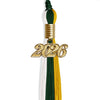 Hunter Green/Gold/White Graduation Tassel with Gold Bling Charm by Wholesale Grad Supply