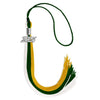 Hunter Green/Gold/White Graduation Tassel with Silver Bling Charm by Wholesale Grad Supply