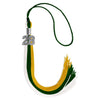 Hunter Green/Gold/White Graduation Tassel with Silver Bling Charm by Wholesale Grad Supply