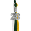 Hunter Green/Gold/White Graduation Tassel with Silver Bling Charm by Wholesale Grad Supply
