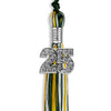 Hunter Green/Gold/White Mixed Color Graduation Tassel with Silver Bling Charm by Wholesale Grad Supply