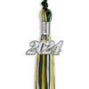 Hunter Green/Gold/White Mixed Color Graduation Tassel with Silver Bling Charm by Wholesale Grad Supply