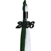 Hunter Green/White Graduation Tassel with Black Bling Charm by Wholesale Grad Supply