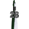 Hunter Green/White Graduation Tassel with Black Bling Charm by Wholesale Grad Supply
