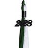 Hunter Green/White Graduation Tassel with Black Bling Charm by Wholesale Grad Supply