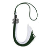 Hunter Green/White Graduation Tassel with Black Bling Charm by Wholesale Grad Supply