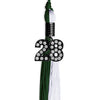 Hunter Green/White Graduation Tassel with Black Bling Charm by Wholesale Grad Supply