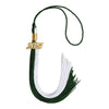 Hunter Green/White Graduation Tassel with Gold Bling Charm by Wholesale Grad Supply