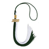 Hunter Green/White Graduation Tassel with Gold Bling Charm by Wholesale Grad Supply