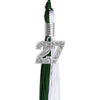 Hunter Green/White Graduation Tassel with Silver Bling Charm by Wholesale Grad Supply