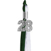 Hunter Green/White Graduation Tassel with Silver Bling Charm by Wholesale Grad Supply