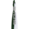 Hunter Green/White Graduation Tassel with Silver Stacked Date Drop by Wholesale Grad Supply