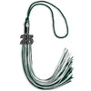 Hunter Green/White Mixed Color Graduation Tassel with Black Bling Charm by Wholesale Grad Supply