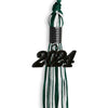 Hunter Green/White Mixed Color Graduation Tassel with Black Bling Charm by Wholesale Grad Supply