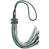 Hunter Green/White Mixed Color Graduation Tassel with Black Bling Charm by Wholesale Grad Supply