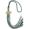 Hunter Green/White Mixed Color Graduation Tassel with Gold Bling Charm by Wholesale Grad Supply