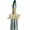 Hunter Green/White Mixed Color Graduation Tassel with Gold Bling Charm by Wholesale Grad Supply