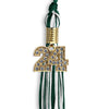Hunter Green/White Mixed Color Graduation Tassel with Gold Bling Charm by Wholesale Grad Supply