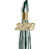 Hunter Green/White Mixed Color Graduation Tassel with Gold Bling Charm by Wholesale Grad Supply